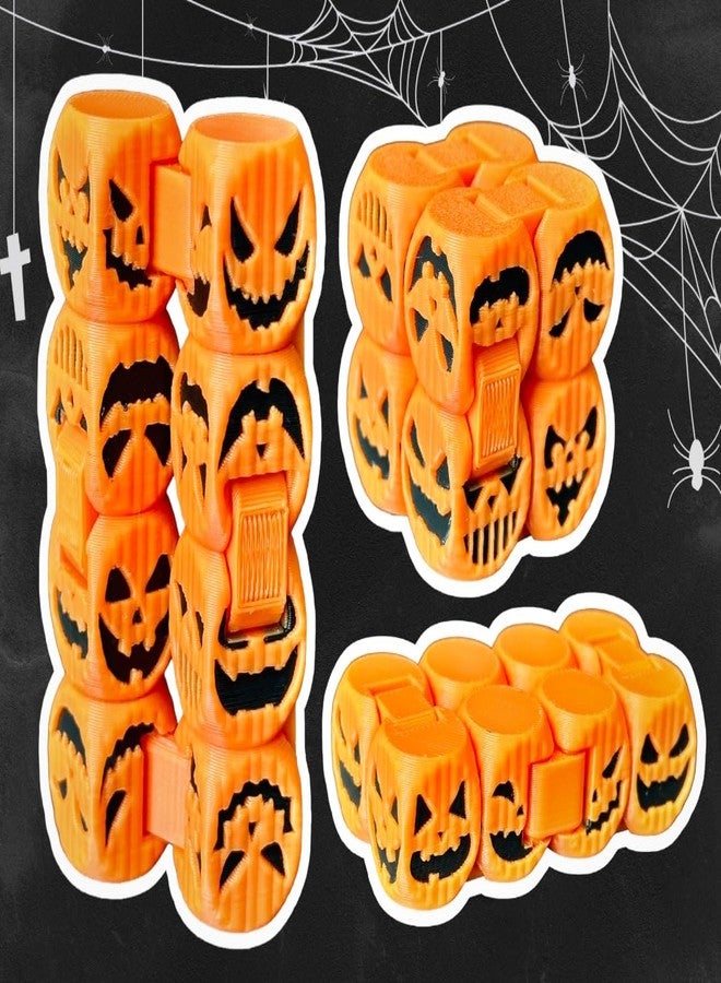 3D Craft Halloween Pumpkin Infinity Cube Fidget Toy | 3D Printed Jack o Lantern Stress Relief Cube | Spooky Desk Toy for Kids & Adults | Halloween Decor Gift Orange Black (Orange) - Image 4