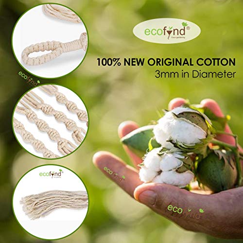ecofynd Macrame Plant Hanger, Indoor Hanging Planter Basket, Decorative Flower Pot Holder for Indoor Outdoor, Balcony Boho Home Decor, M21, 39 Inch, Ivory (Pots Not Included) - Image 5