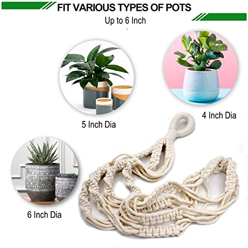 ecofynd Macrame Plant Hanger, Indoor Hanging Planter Basket, Decorative Flower Pot Holder for Indoor Outdoor, Balcony Boho Home Decor, M21, 39 Inch, Ivory (Pots Not Included) - Image 3