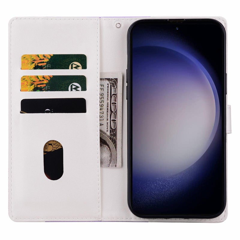 إيروريكس جراب هاتف من الجلد المنقوش ثنائي اللون لهاتف Samsung Galaxy A32 4G (أرجواني أبيض) - Image 2