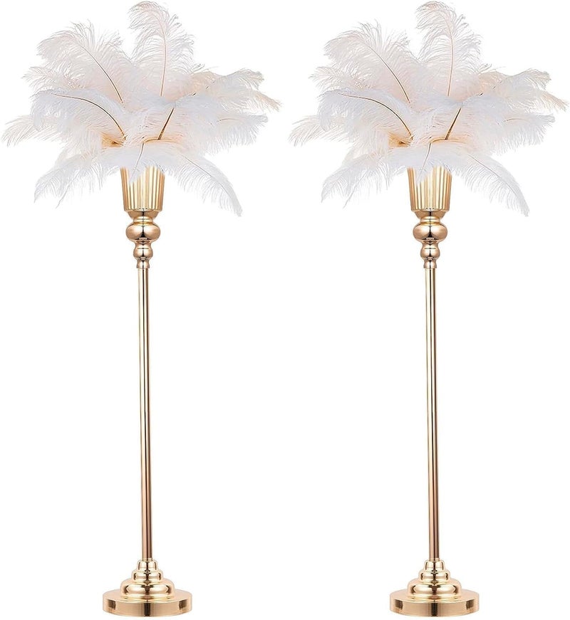 Bigsee 32.2" Height Versatile Gold Tall Vases for Centerpieces, Metal Trumpet Vases for Wedding Party Dinner Centerpiece, Road Lead for Anniversary Celebration Birthday, 2pcs - Image 1