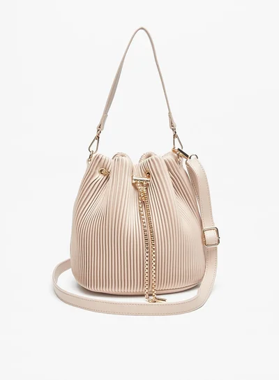 Flora Bella By Shoexpress Women's Textured Bucket Bag with Drawstring Closure