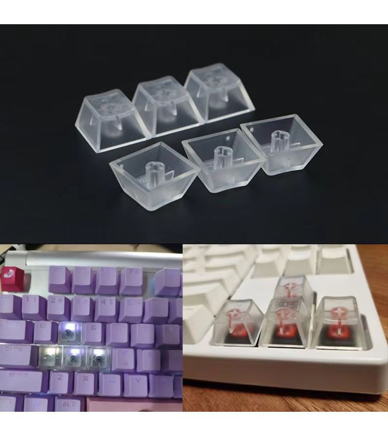 5 Pcs Transparent ABS Cherry Profile Blank Keycaps for MX Gaming Keyboard - Image 1