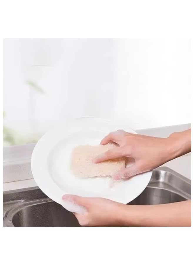 PROMASS Natural Loofah Dishwashing Sponge Set of 4 Pices - Small and Exquisite Design with Convenient Lanyard for Easy Grip, Eco-Friendly and Biodegradable Kitchen Cleaning Scrubbers" - Image 2