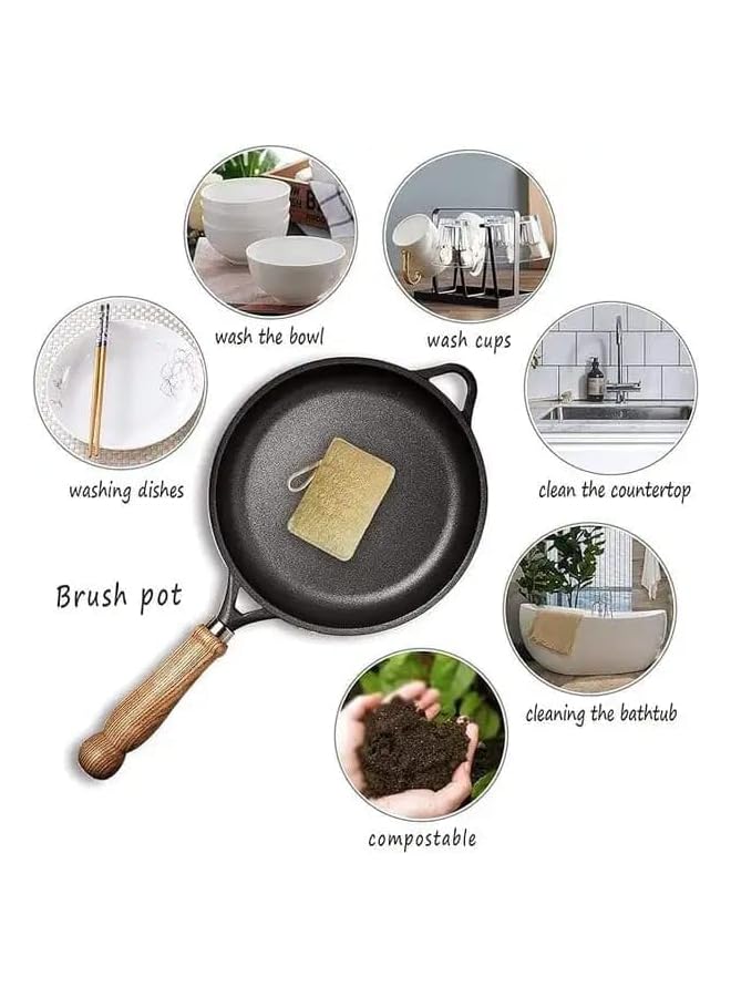 PROMASS Natural Loofah Dishwashing Sponge Set of 4 Pices - Small and Exquisite Design with Convenient Lanyard for Easy Grip, Eco-Friendly and Biodegradable Kitchen Cleaning Scrubbers" - Image 5