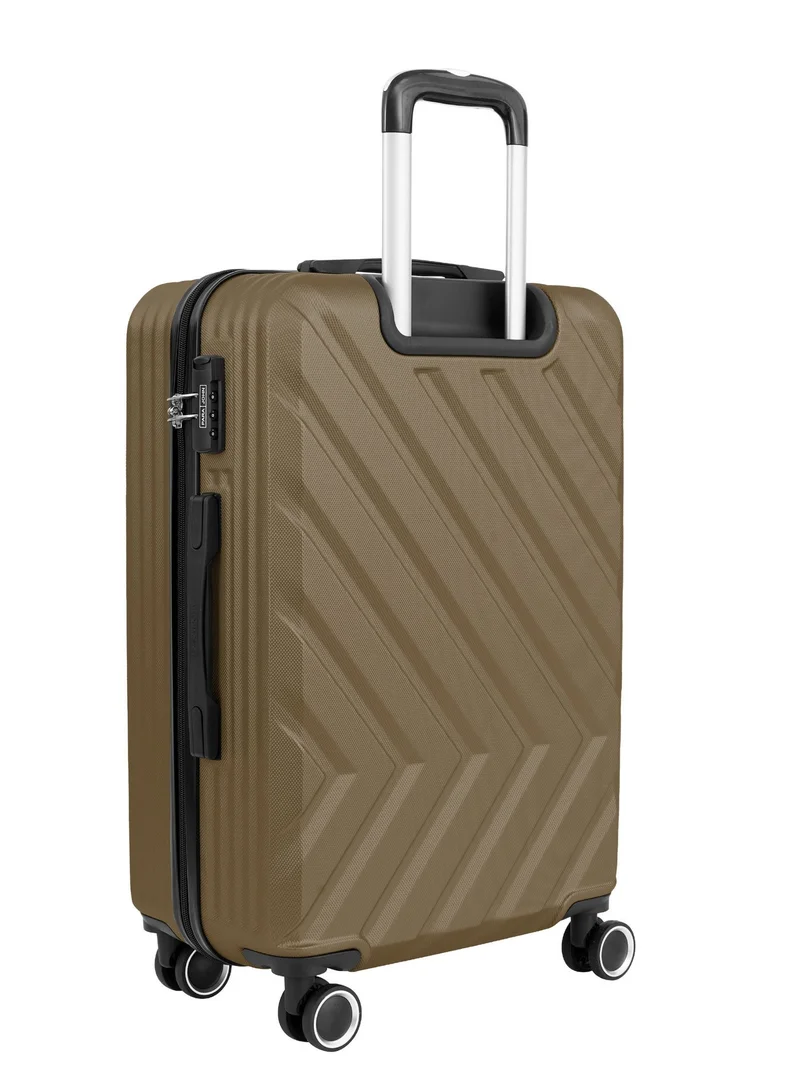 PARAJOHN Chevron 20 Inch Cabin Size Carry-On Luggage – 10kg Lightweight ABS Hard Shell Trolley Bag with 4 Wheel Spinner & TSA Lock, Gold