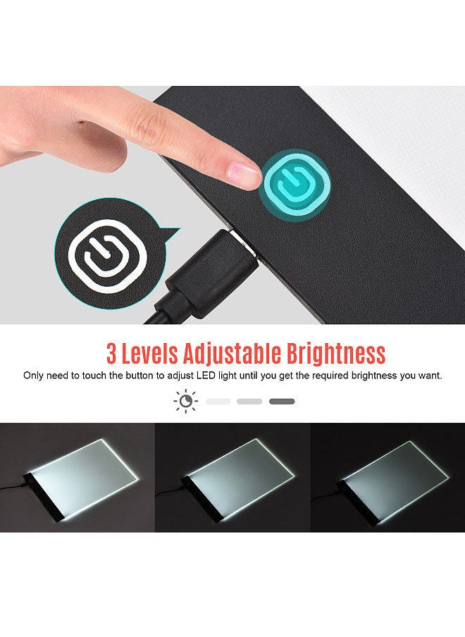 Generic - A4 Copyboard Ultra-thin LED Light Pad Adjustable 3 Levels Brightness Drawing Board USB Powered for Artist Animation Sketching Architecture Calligraphy Stenciling - Image 1