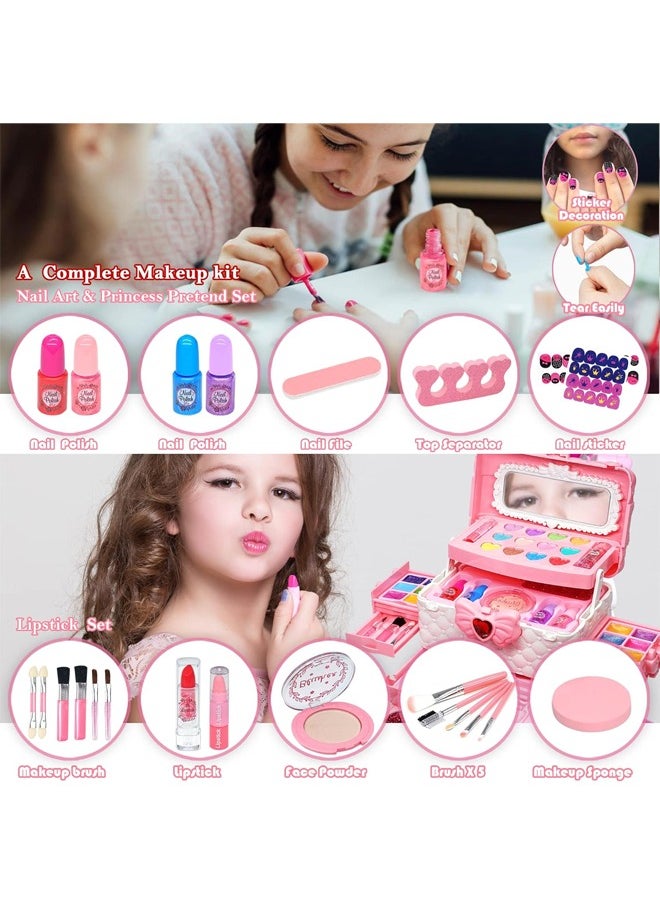 Kids Makeup Kit for Girl,Pretend Makeup Kit for Girls,Toys for Girls Washable Make Up for Little Girls,Non Toxic Toddlers Cosmetic Kits Toys,Girls Play Makeup Toys for Age 3-12 Year Old,Makeup for Kids Age 3-12 Year Old for Pretend Play