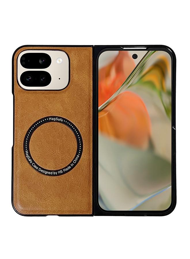 S-TOP Case For Google Pixel 9 Pro Fold Crazy Horse Pattern Leather MagSafe Magnetic Phone Case - Image 1