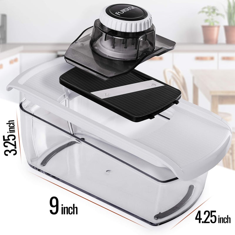 Fullstar Mandoline Slicer for Kitchen, Cucumber Slicer, Cheese Grater Vegetable Spiralizer and Veggie Slicer for Cooking, Kitchen Gadgets Organizer & Safety Glove Included (6 in 1, White) - Image 4