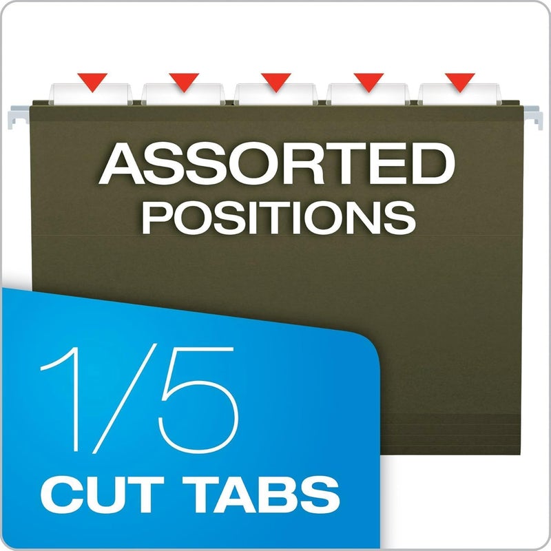 Pendaflex Hanging File Folders Letter Size - 100 Pack - 1/5 Cut Adjustable Tabs - Green Bulk File Folders with Tabs 8.5 X 11 Inches - Image 3