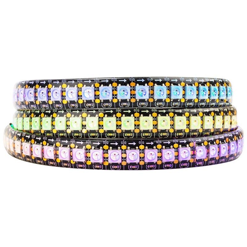 BTF-LIGHTING WS2812B RGB 5050SMD Individual Addressable 3.3FT 144(2X72) Pixels/m Flexible Black PCB Full Color Pixel Strip Dream Color IP65 Waterproof for LED Screen, Wall, DC5V - Image 1
