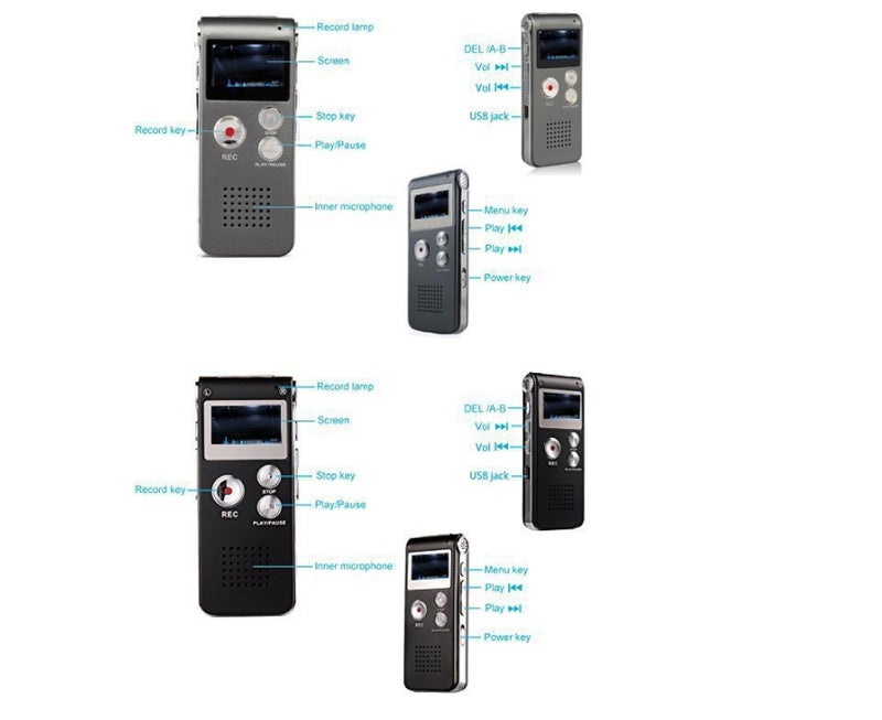 سجل صوت قابل لإعادة شحن عبر USB - 16 جيجا بايت (فضي) - Image 2