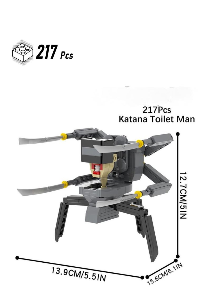 Skibidi Toilet Man Toy Building Blocks 217 Pcs Katana Toilet Man Toy Ideas Toys Battle Horror Game Model Ideas Toys Gifts for Adult & Kids
