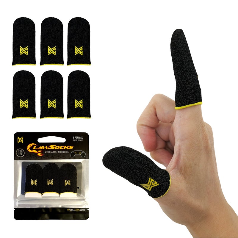 MOBILEGAMINGCORPS 6 Pack Mobile Gaming Corps ClawSocks Phone Gaming Finger Sleeves - Carbon - Image 1