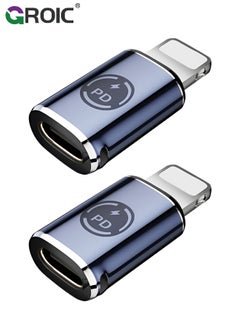 GROIC محول USB C إلى لايتنينغ، [عبوة 2] محول أنثوي من نوع C إلى ذكر لايتنينغ، يدعم 27 واط PD، متوافق مع آيفون 14/13/12 بلس ماكس باد إير مع دعم شحن نوع C ونقل البيانات  - Image 1