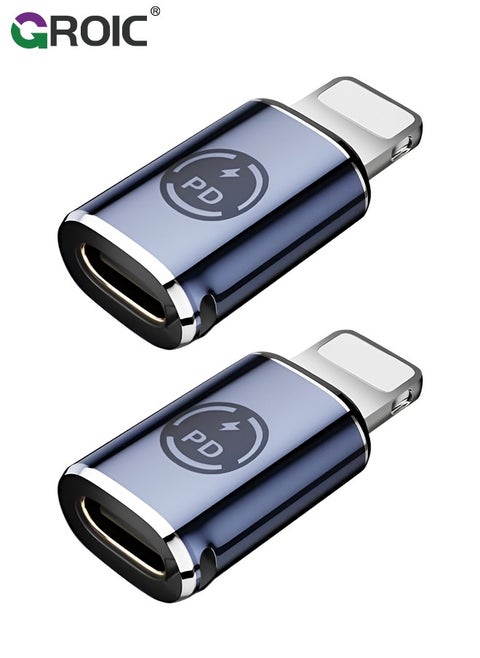 USB C to Lightning Adapter, [2 Pack] Type C Female to Lightning Male Adapter, Support 27W PD, Compatible with iPhone 14/13/12 Plus Max pad Air Type C harging Support Data Transmission