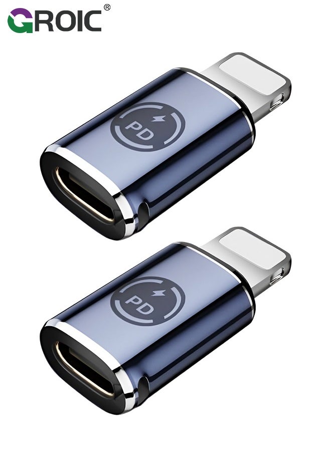GROIC USB C to Lightning Adapter, [2 Pack] Type C Female to Lightning Male Adapter, Support 27W PD, Compatible with iPhone 14/13/12 Plus Max pad Air Type C harging Support Data Transmission  - Image 1