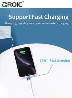 GROIC محول USB C إلى لايتنينغ، [عبوة 2] محول أنثوي من نوع C إلى ذكر لايتنينغ، يدعم 27 واط PD، متوافق مع آيفون 14/13/12 بلس ماكس باد إير مع دعم شحن نوع C ونقل البيانات  - Image 3