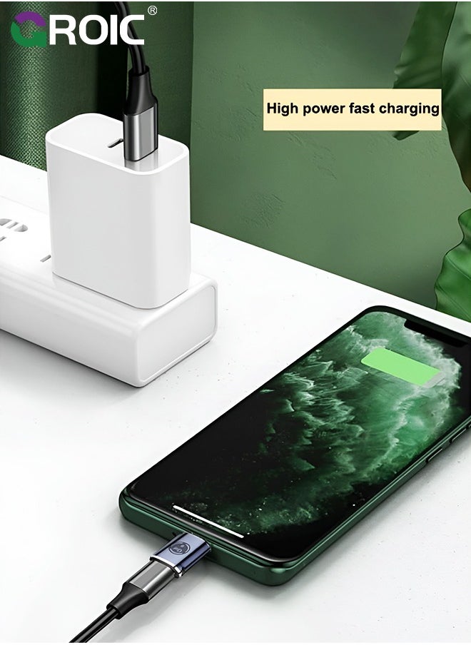 GROIC USB C to Lightning Adapter, [2 Pack] Type C Female to Lightning Male Adapter, Support 27W PD, Compatible with iPhone 14/13/12 Plus Max pad Air Type C harging Support Data Transmission  - Image 4