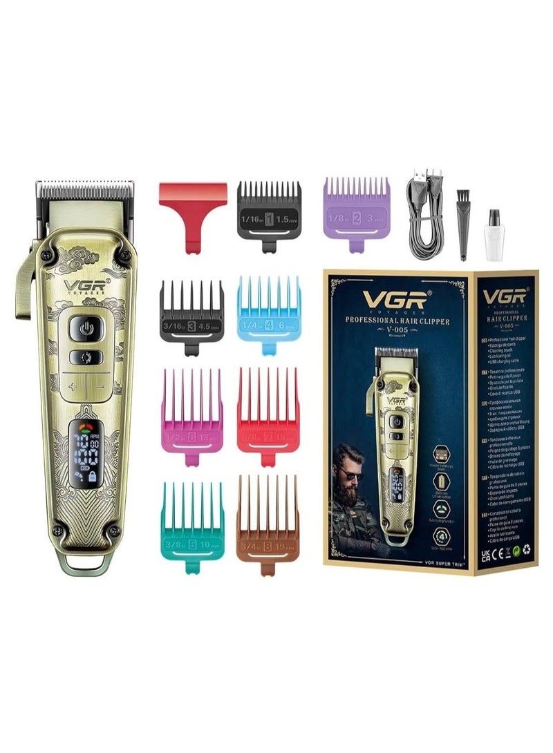 V-005 professional metal shaver,8 combs,upto 250 minutes,LED display,speed control buttons - Image 1