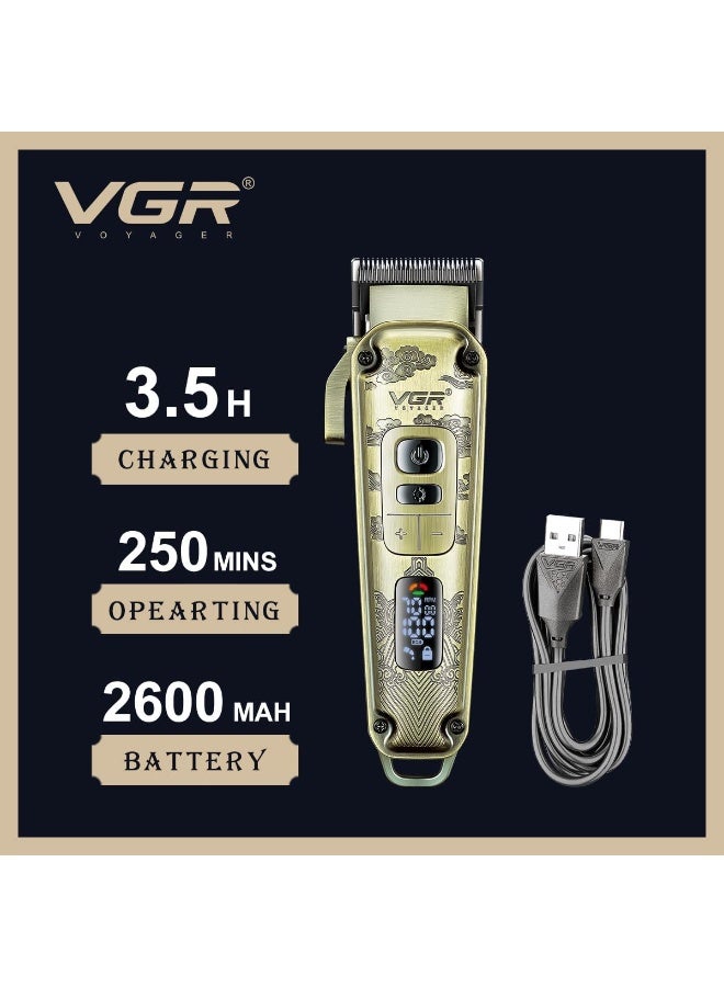 V-005 professional metal shaver,8 combs,upto 250 minutes,LED display,speed control buttons - Image 5