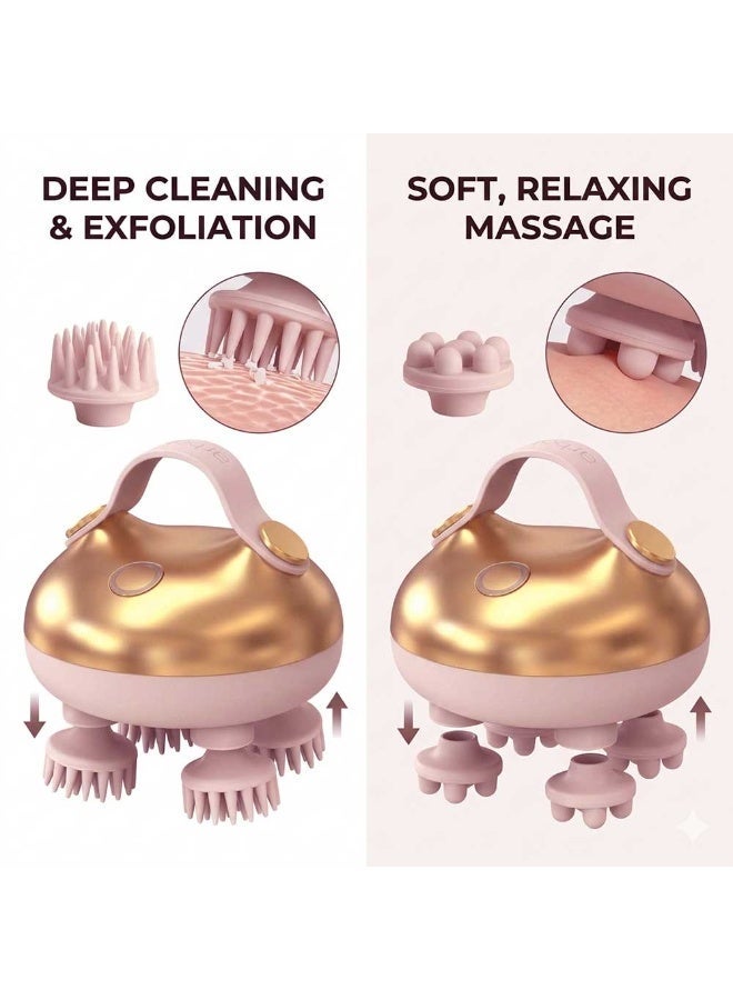 Electric Scalp Massager with 8 Interchangeable Heads, Waterproof Handheld Head Massager for Hair Growth, Stress Relief & Deep Cleaning, 3 Speed Modes, Rechargeable Spa Tool for Home & Travel - Image 5
