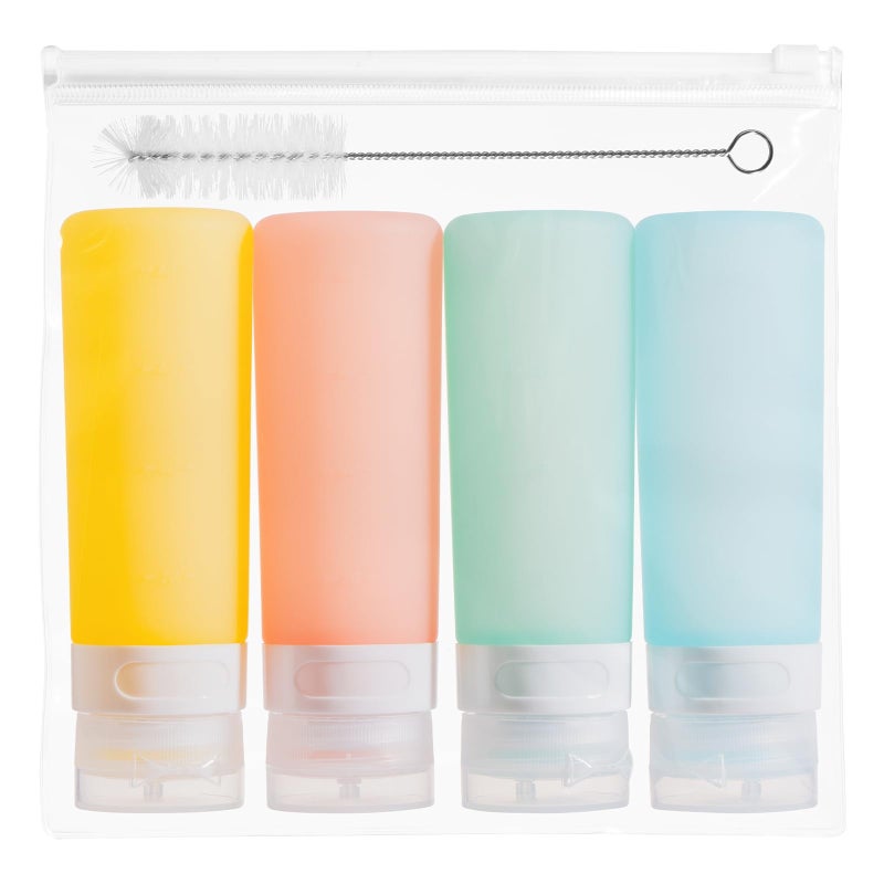 MICEBAY Condiment Squeeze Bottles for Sauces, 3-oz Mini Silicone Salad Dressing Container to Go with Reusable Sandwich Bag, Leakproof Sauce Bottle for Bento Lunch Box, 4 Pack, Candies - Image 1