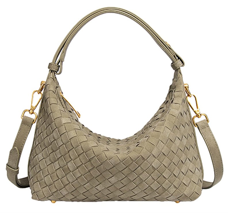Hzxsny Suede Woven Tote Bag Shoulder Purse for Women Faux Suede Crossbody Handbag Clutch Woven Hobo Bag Satchel Slouchy Handbag 2025 - Image 1
