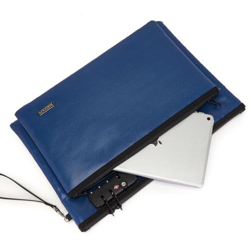 BARDOLPH Fireproof Document Bag, Fireproof Money Bag with Lock and Zipper for Cash, FireproofBag Money Pouch, Fire Safe CashBag BankerBag, Notary Supplies (blue, Large) - Image 5