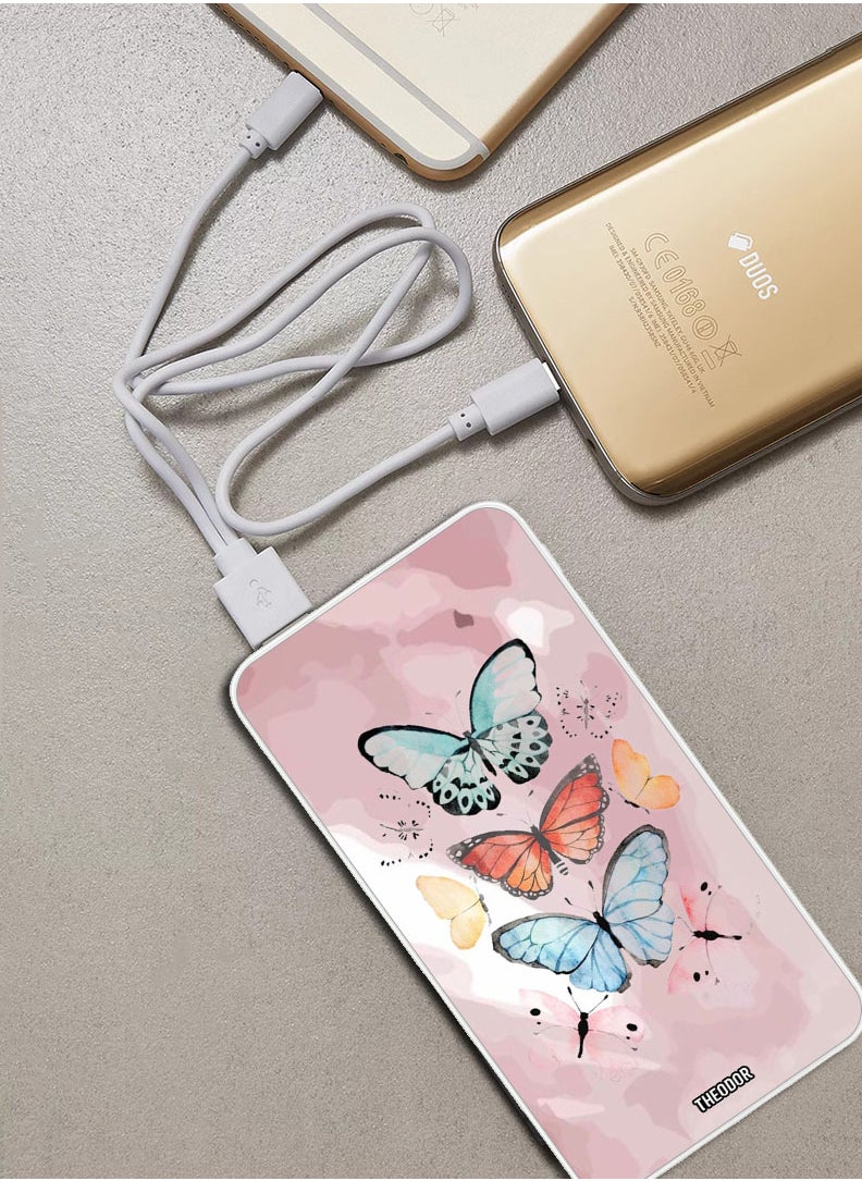 Theodor - 10,000 mAh Super Fast Charging Ultra Compact Power Bank with Quick Charge & Power Delivery, Portable Charger For iPhone and Android Butterflies - Image 1