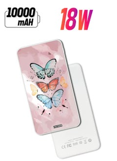 10,000 mAh Super Fast Charging Ultra Compact Power Bank with Quick Charge & Power Delivery, Portable Charger For iPhone and Android Butterflies