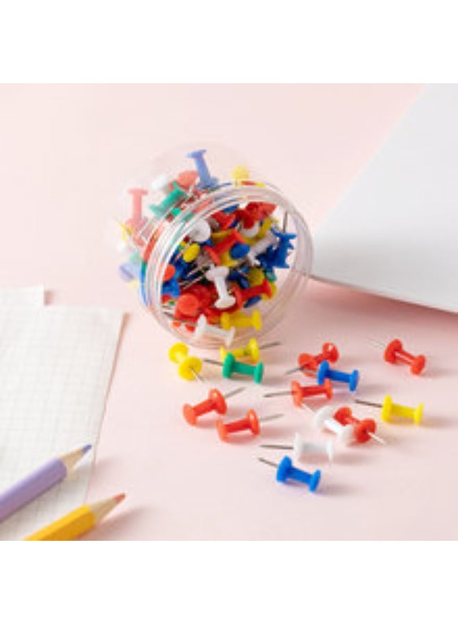 100 دبوس دفع للحوائط، مشابك لواح الكورك، رأس بلاستيكي ملون، طرف فولاذي، مشابك لملصقات الصور والخرائط، زينة المكتب والمنزل - Image 4