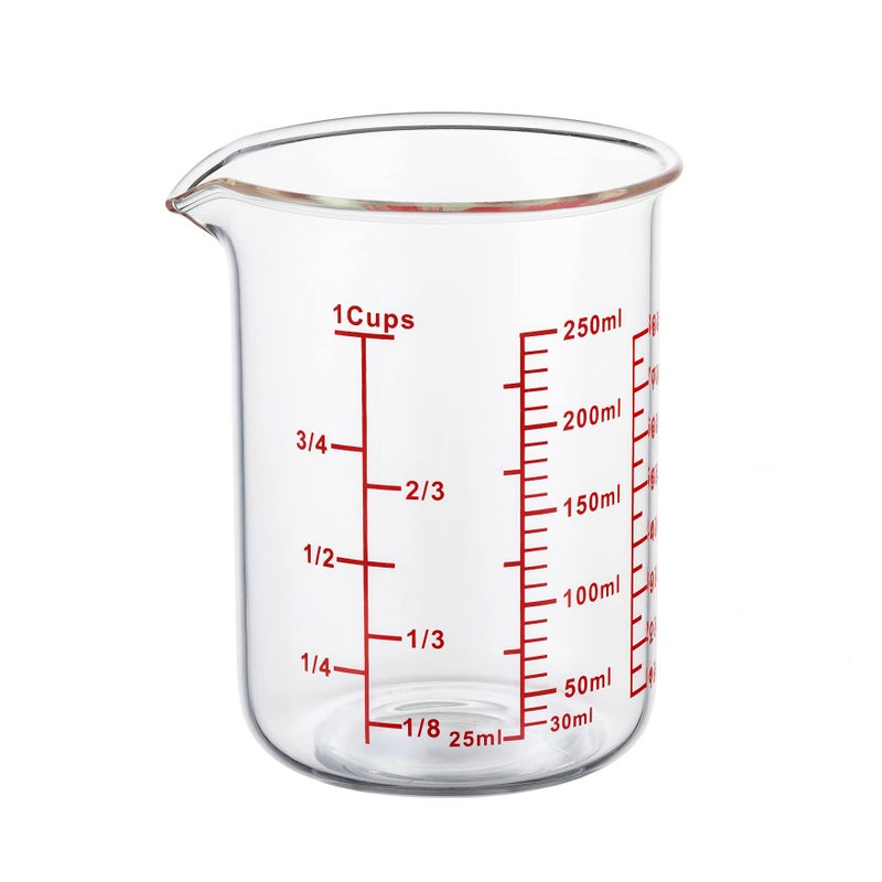 Ackers BORO3.3 Ackers High Borosilicate Glass Measuring Cup-V-Shaped Spout Glass Measuring For Kitchen Or Restaurant Easy To Read 250 Ml (8 Oz  1 Cup) - Image 1