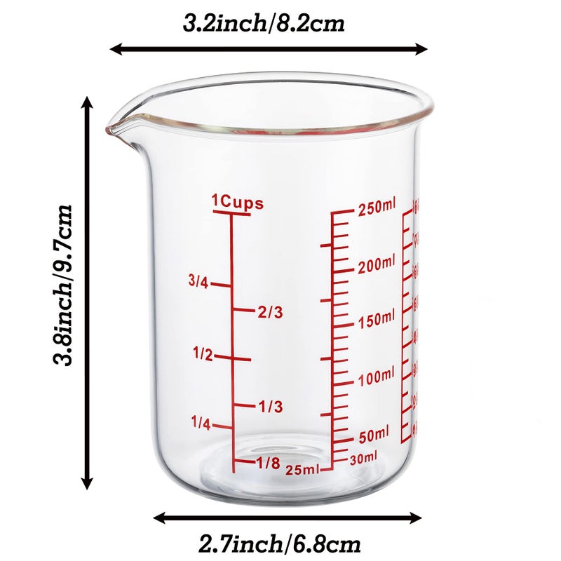 Ackers BORO3.3 Ackers High Borosilicate Glass Measuring Cup-V-Shaped Spout Glass Measuring For Kitchen Or Restaurant Easy To Read 250 Ml (8 Oz  1 Cup) - Image 2