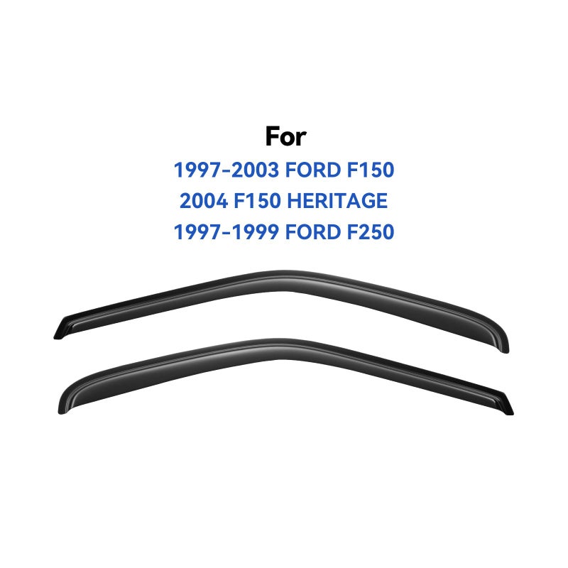 YQAUTEC Window Visors Rain Guards for 1997-2003 Ford F150 Standard Cab, Out-Channel Window Vent Wind Deflectors Visors Shades for 1997-1999 F250, 2004 F-150 Heritage Regular Cab, 2PCS - Image 3