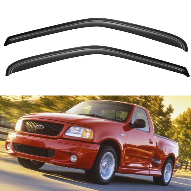 YQAUTEC Window Visors Rain Guards for 1997-2003 Ford F150 Standard Cab, Out-Channel Window Vent Wind Deflectors Visors Shades for 1997-1999 F250, 2004 F-150 Heritage Regular Cab, 2PCS - Image 1