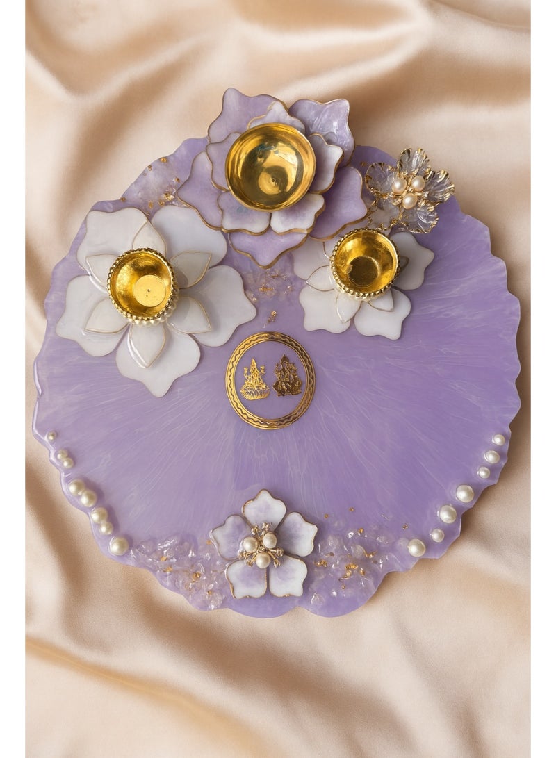 طبق بوجا يدوي جاهز للشاي | طبق زينة للاحتفالات لمهرجان ديوالي والمناسبات الخاصة