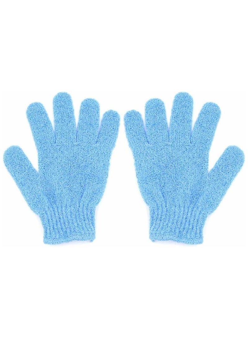 2pcs Exfoliating Gloves, Double Sided Bath Gloves, Skin Exfoliator for Body, Spa Massage Dead Skin Cell Remover, Shower Accessories for Women and Men | Blue  - Image 1