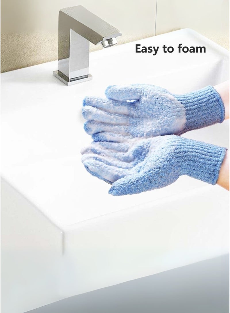 2pcs Exfoliating Gloves, Double Sided Bath Gloves, Skin Exfoliator for Body, Spa Massage Dead Skin Cell Remover, Shower Accessories for Women and Men | Blue  - Image 3