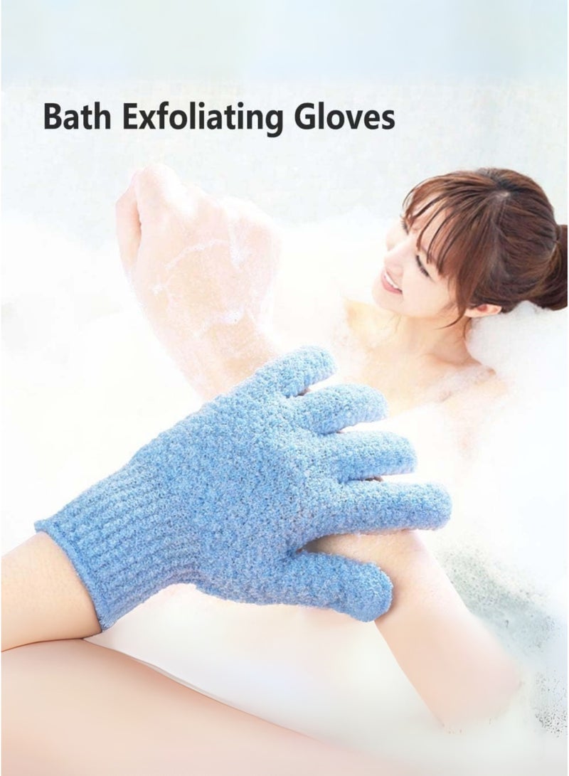 2pcs Exfoliating Gloves, Double Sided Bath Gloves, Skin Exfoliator for Body, Spa Massage Dead Skin Cell Remover, Shower Accessories for Women and Men | Blue  - Image 2