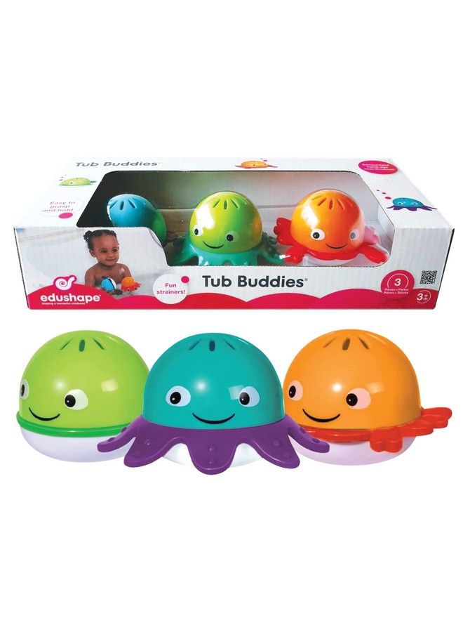 Edushape Tub Buddies 3 Toys Toddler Bath Toys Strainers Early Child Development Educational Boys & Girls Water Bath Toy Baby Bath Toys For Toddlers 1 3 Teaches Cause Effect Cognitive Skills - Image 1