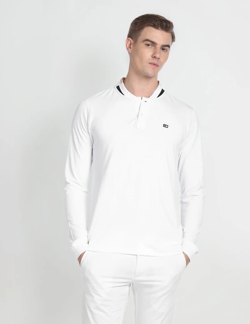Long Sleeve Stand Neck Polo Shirt