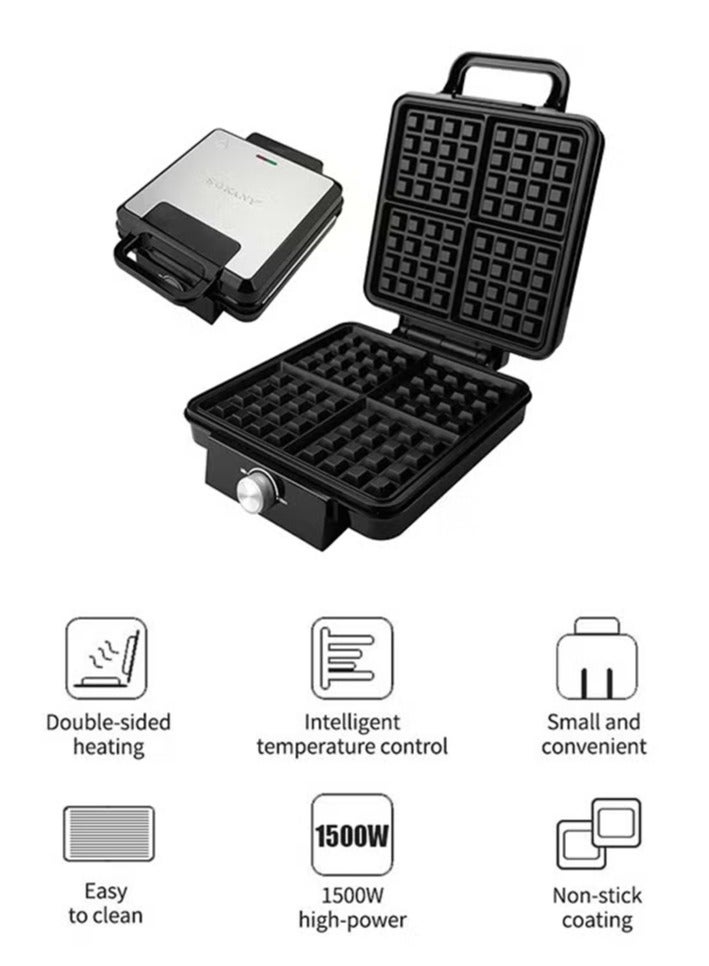 sokany Electric waffle maker 4 large pieces 1500 watts Non Stick Teflon plates & Adjustable Temperature Control SK-08031 Black  - Image 3