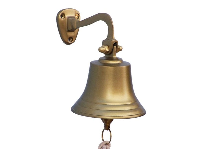 Hampton Nautical BL-2050-5AN Antique Brass Hanging Ship's Bell 6" - Nautical Bell - Nautical Decor - Image 1