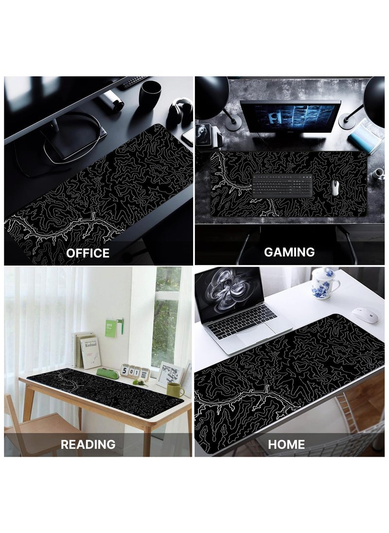 Large Mouse Pad 800x300mm Extended Mouse Pad Non-Slip Rubber Base Gaming Mouse pad Office Mouse Mat Smooth Cloth Surface Desk Mat Keyboard Pads for Computers, Topographic Canyon