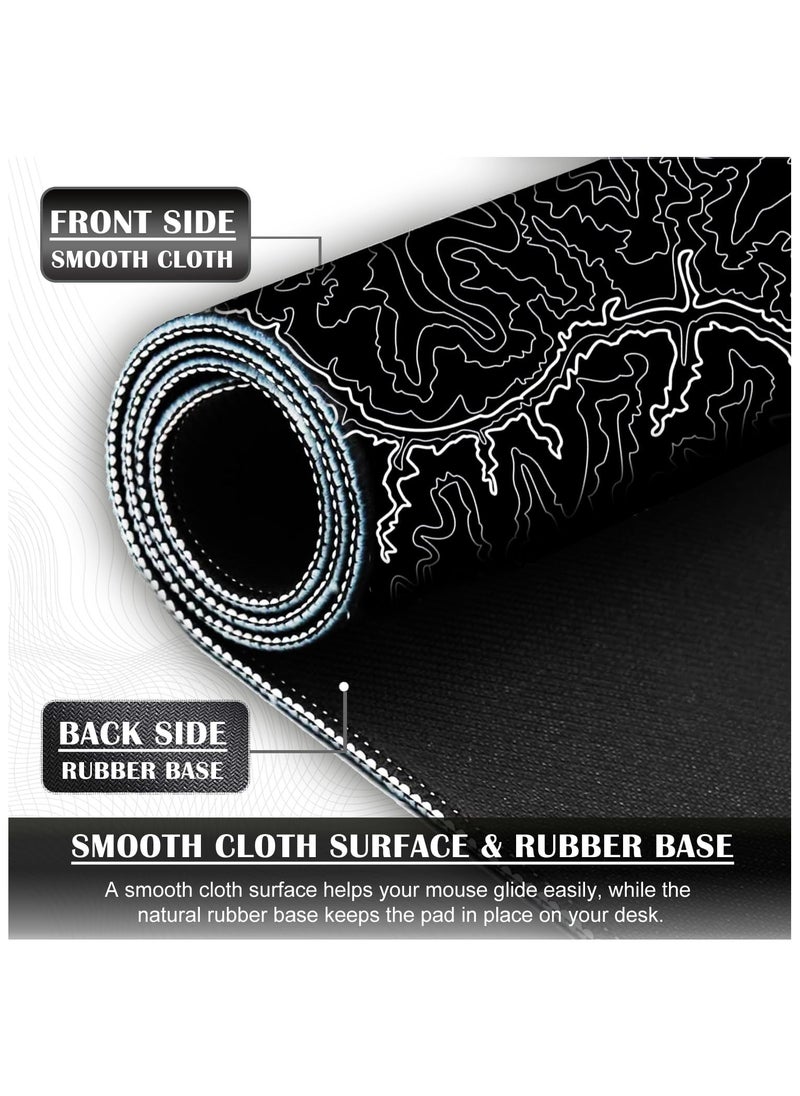 Large Mouse Pad 800x300mm Extended Mouse Pad Non-Slip Rubber Base Gaming Mouse pad Office Mouse Mat Smooth Cloth Surface Desk Mat Keyboard Pads for Computers, Topographic Canyon
