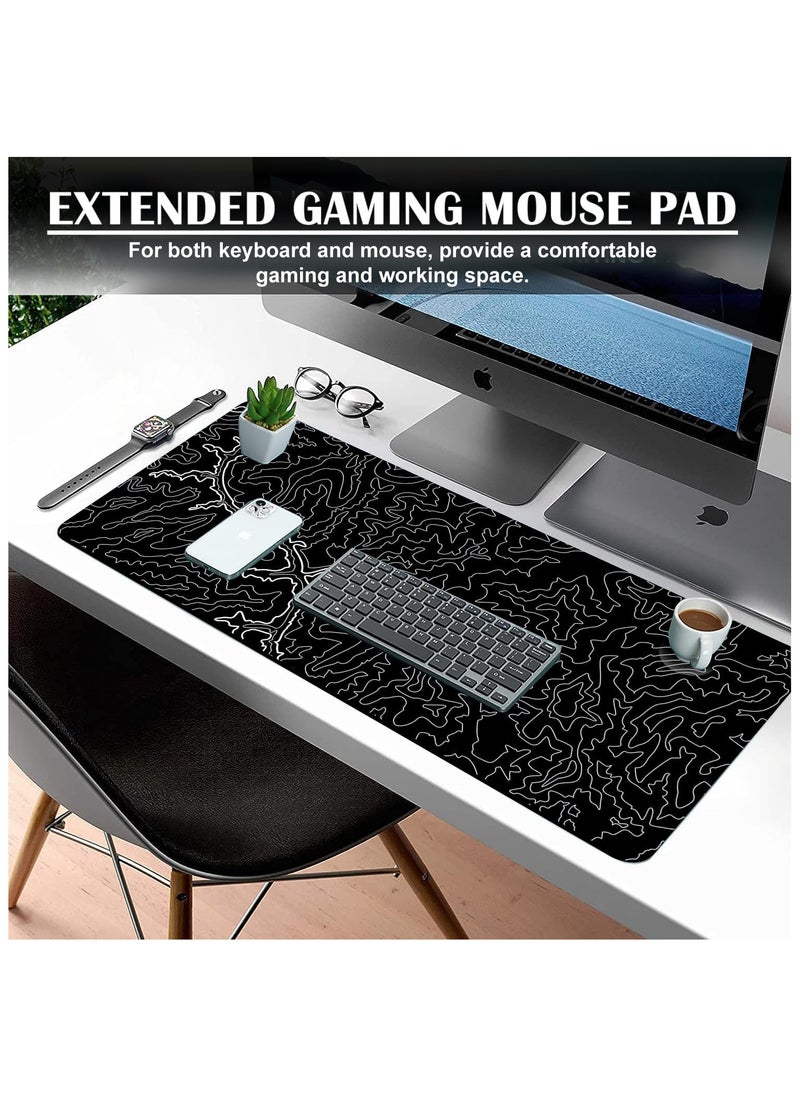 Large Mouse Pad 800x300mm Extended Mouse Pad Non-Slip Rubber Base Gaming Mouse pad Office Mouse Mat Smooth Cloth Surface Desk Mat Keyboard Pads for Computers, Topographic Canyon