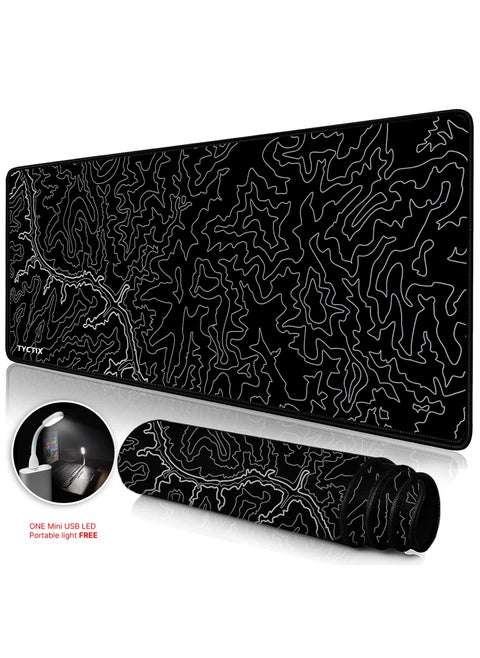 Large Mouse Pad 800x300mm Extended Mouse Pad Non-Slip Rubber Base Gaming Mouse pad Office Mouse Mat Smooth Cloth Surface Desk Mat Keyboard Pads for Computers, Topographic Canyon