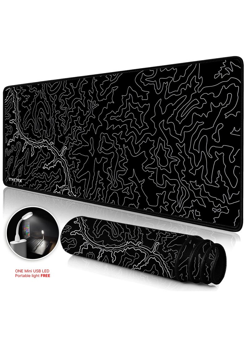 Large Mouse Pad 800x300mm Extended Mouse Pad Non-Slip Rubber Base Gaming Mouse pad Office Mouse Mat Smooth Cloth Surface Desk Mat Keyboard Pads for Computers, Topographic Canyon